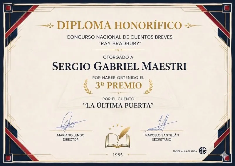 Diploma o distinción recibida por Sergio Maestri